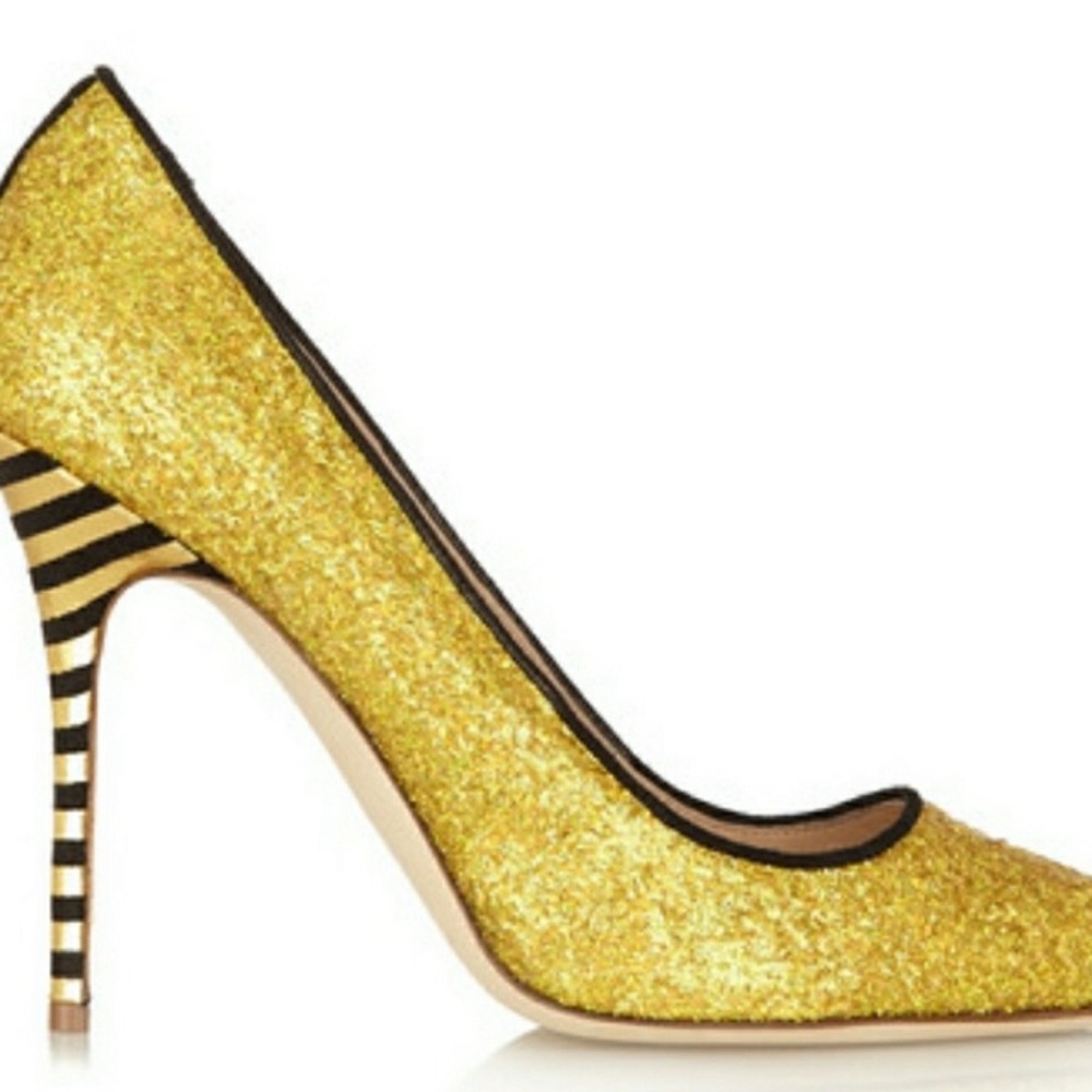 J. Crew Sparkly Glitter Yellow Pumps — 7.5